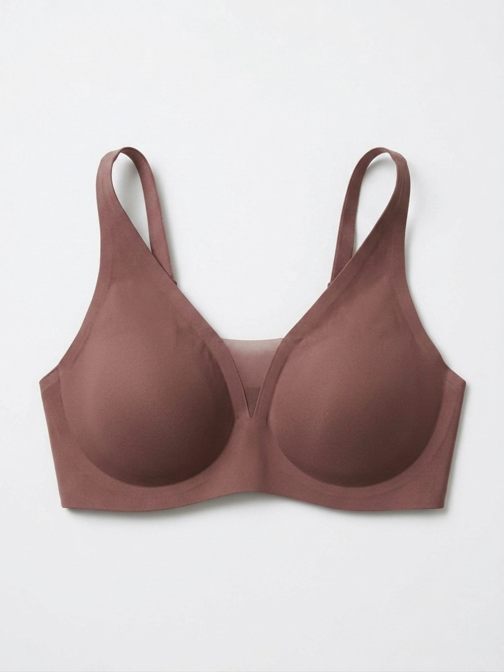 knix shadow mesh tshirt bra in sola (a brownish mauve), seamless wireless bra